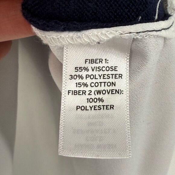 Susina 3/4 Length Sleeve Layered Blouse Lightweight Women XS Navy Blue White - Picture 4 of 5